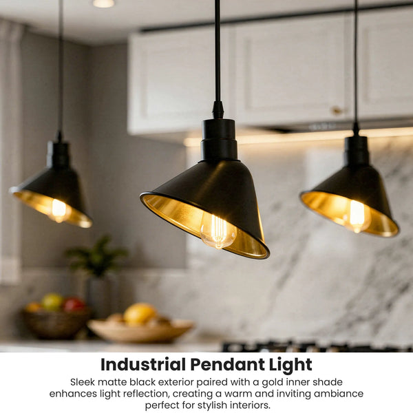Industrielle schwarze Pendelleuchte E27 Metall Deckenlampe~3705