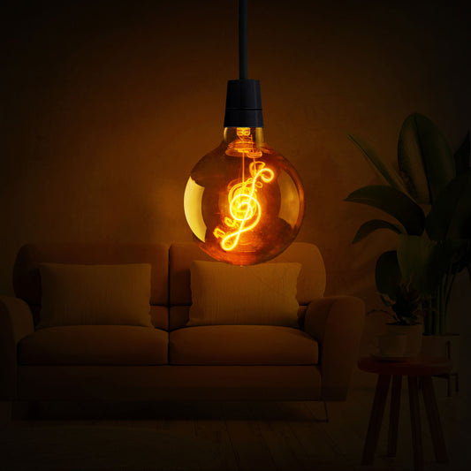 E27 LED Licht G125 4W Musik kugelförmige Glühbirne Warmweiß Dekorative Innenlampe für Bar, Café, Schlafzimmer ~1876