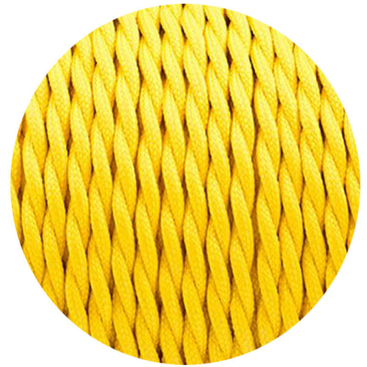 1m/5m/10m 3 adriges Textilkabel elektrisches gedrehtes Kabel Stoffummantelung Gelb~1190