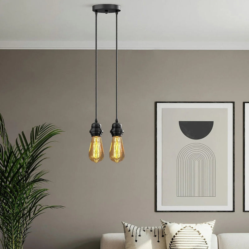 2-flammige Pendelleuchte Vintage Schwarz für Esszimmer