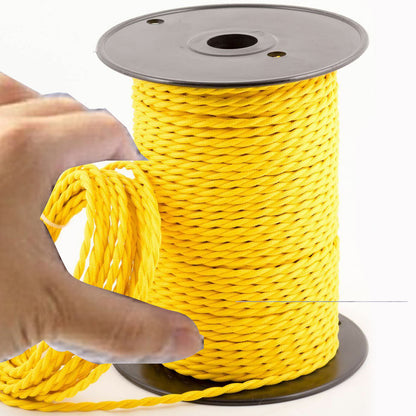 1m/5m/10m 3 adriges Textilkabel elektrisches gedrehtes Kabel Stoffummantelung Gelb~1190