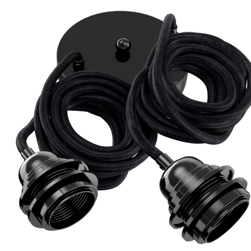 2-vejs pendellampe med justerbar 95 cm stofledning ~ 3267