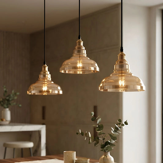 Retro Bistrolampe Glas – Gutsherrenleuchte Vintage Hängelampe Tresen | Ø28cm | E27 ~4105