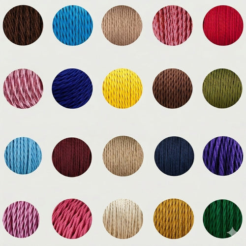 3-Adriges Vintage Gewebekabel Geflochten, Mehrfarbig~1551