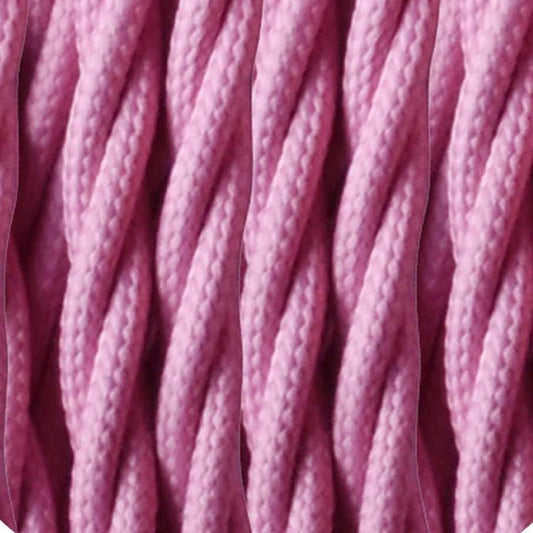 1m/5m/10m 3 adriges Textilkabel elektrisches gedrehtes Kabel Stoffummantelung Baby Rosa~1205