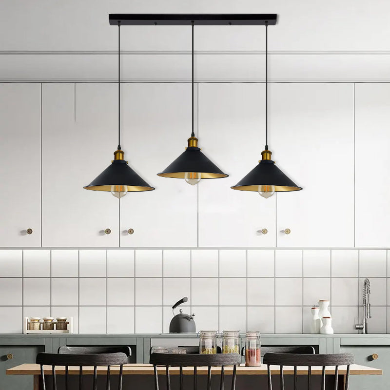 3-flammige Pendelleuchte schwarz