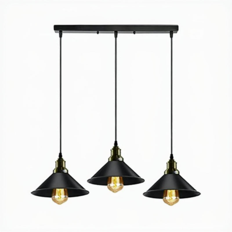 3-flammige Vintage Pendelleuchte in Schwarz
