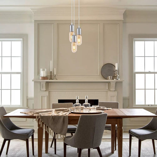 3er-Set Lampenfassungen Chrom, max. 60W E27 Glühbirne~1586