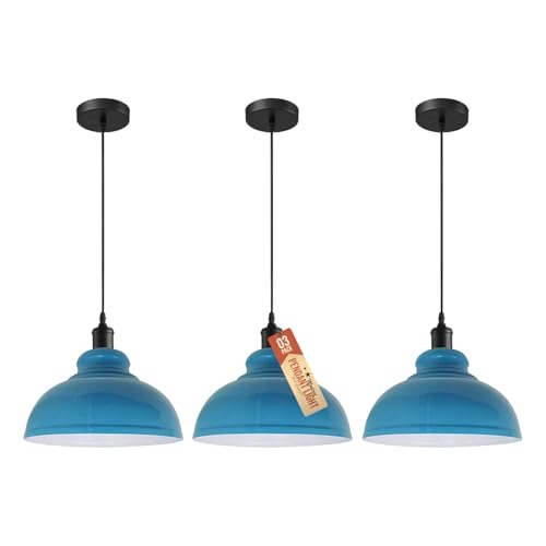 3x Vintage Retro Lampe Industrie Hängelampe Deckenlampe E27 Metalllampe Pendelleuchte LED Loft Hängeleuchte (grün)~3288