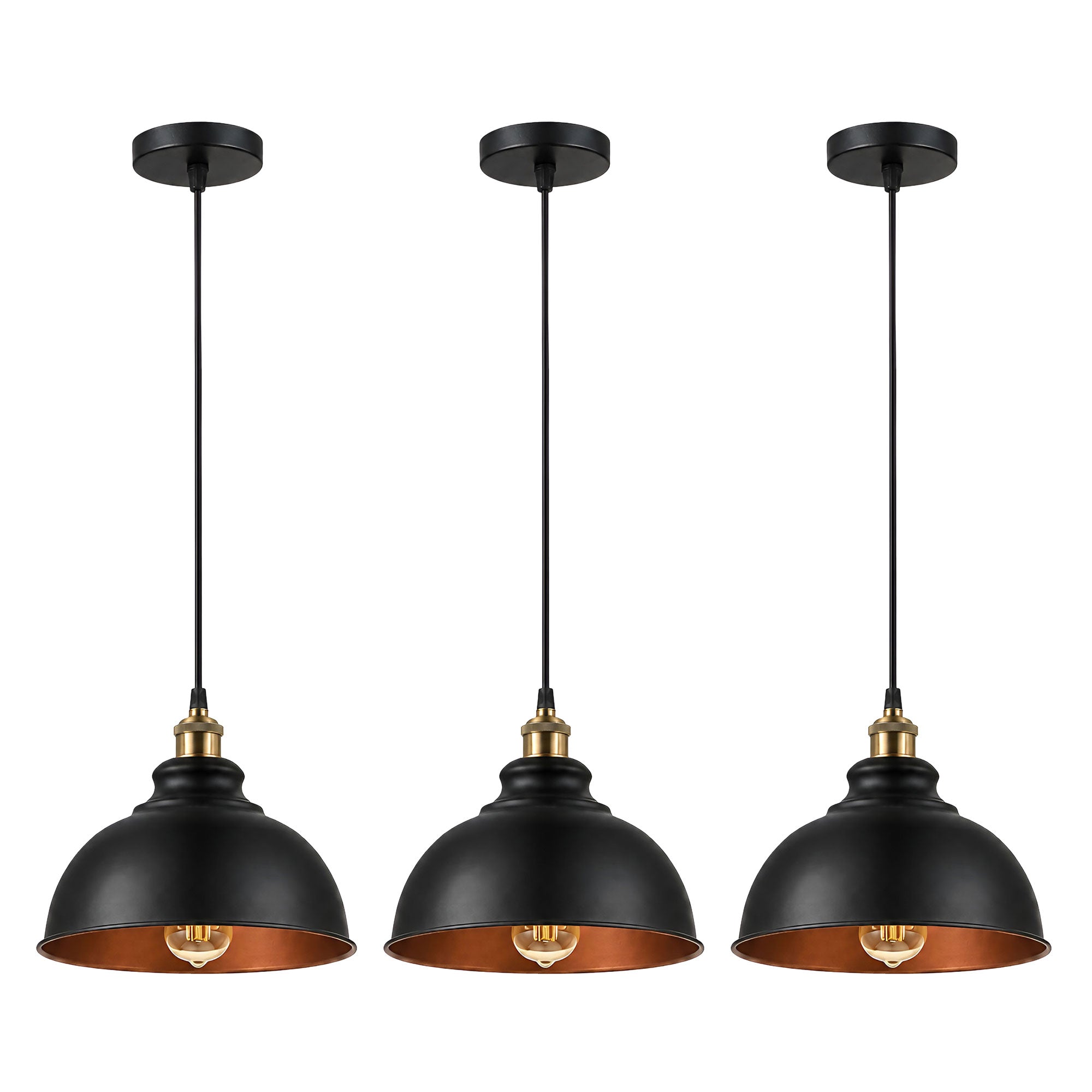 Retro Hanging Pendant Lamp Black Outer Gold Inner E27 Light