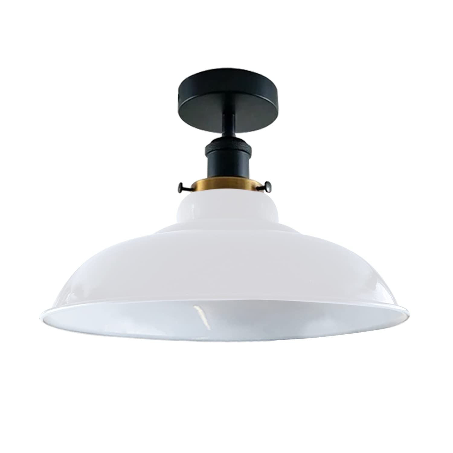 Industrial Vintage Semi Unterputz Deckenbeleuchtung Deckenlampe Metall Schüssel Form Downlight Grün Lampenschirm Wohnzimmer Innen Dekoration E27 Sockel