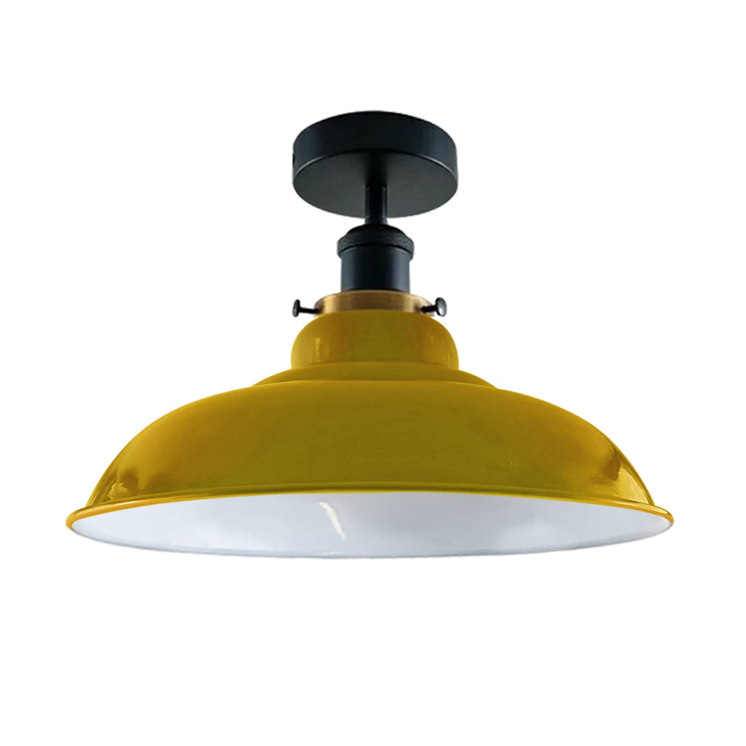Industrial Vintage Semi Unterputz Deckenbeleuchtung Deckenlampe Metall Schüssel Form Downlight Grün Lampenschirm Wohnzimmer Innen Dekoration E27 Sockel