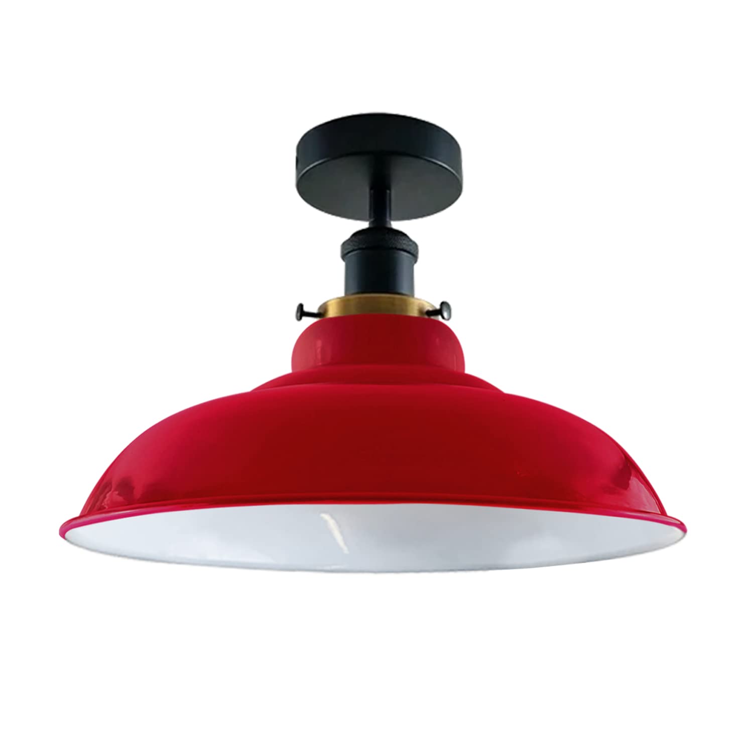 Industrial Vintage Semi Unterputz Deckenbeleuchtung Deckenlampe Metall Schüssel Form Downlight Grün Lampenschirm Wohnzimmer Innen Dekoration E27 Sockel