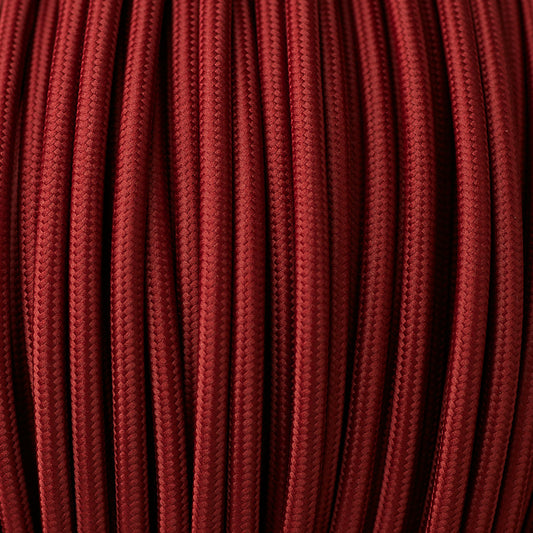 2 adriges elektrisches Rund kabel Burgunderfarbener Stoffbezug ideal für Leuchten  ~2666