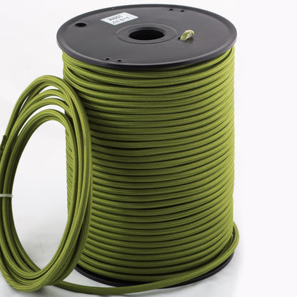 2 adriges elektrisches Rund kabel mit armee grünem Stoff kabel ~1159