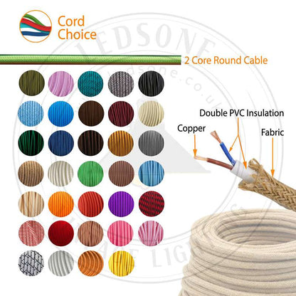 1m Stromkabel Textil kabel Lampenkabel Textilleitung 2x0.75mm² Rund Gelb~1150