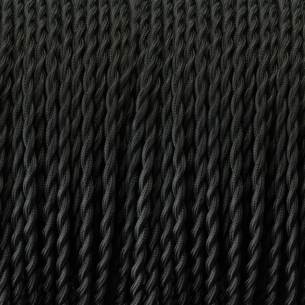 1m/5m/10m schwarzes 3 adriges Textilkabel elektrisches gedrehtes Kabel Stoffummantelung~1189