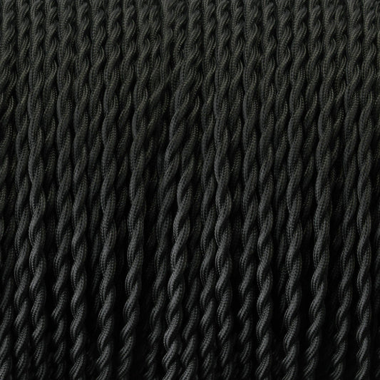 1m/5m/10m Stromkabel Textilkabel Lampenkabel Stoffkabel 2x0.75mm² Geflochten Schwarz