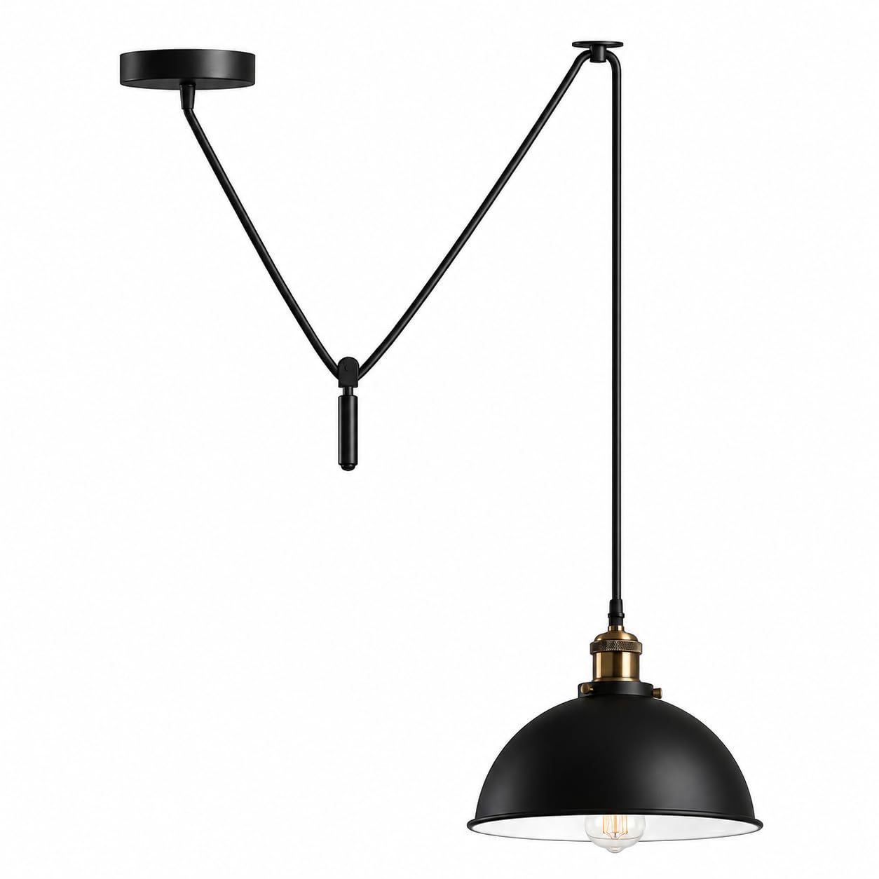 metallkuppel und pendelleuchte