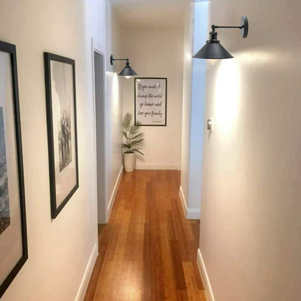 LEDSone Applique da parete nera anticata 180 gradi regolabile lampada da parete industriale per ristoranti gallerie corridoio cucina stanza porta camera da letto