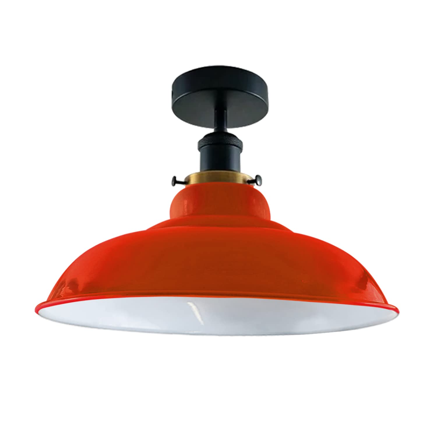 Industrial Vintage Semi Unterputz Deckenbeleuchtung Deckenlampe Metall Schüssel Form Downlight Grün Lampenschirm Wohnzimmer Innen Dekoration E27 Sockel