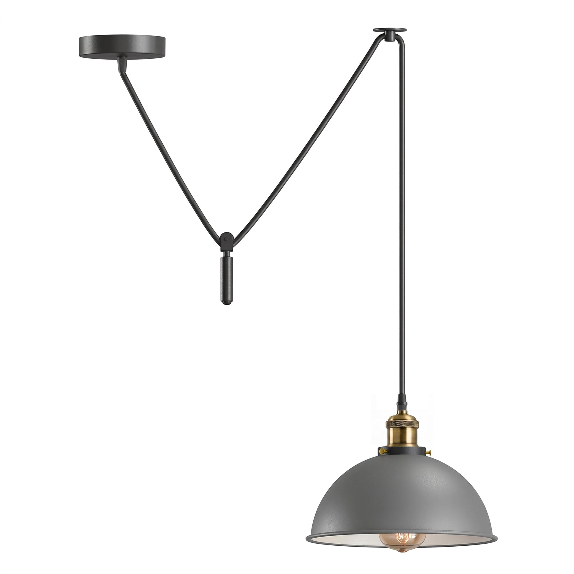 metallkuppel und pendelleuchte