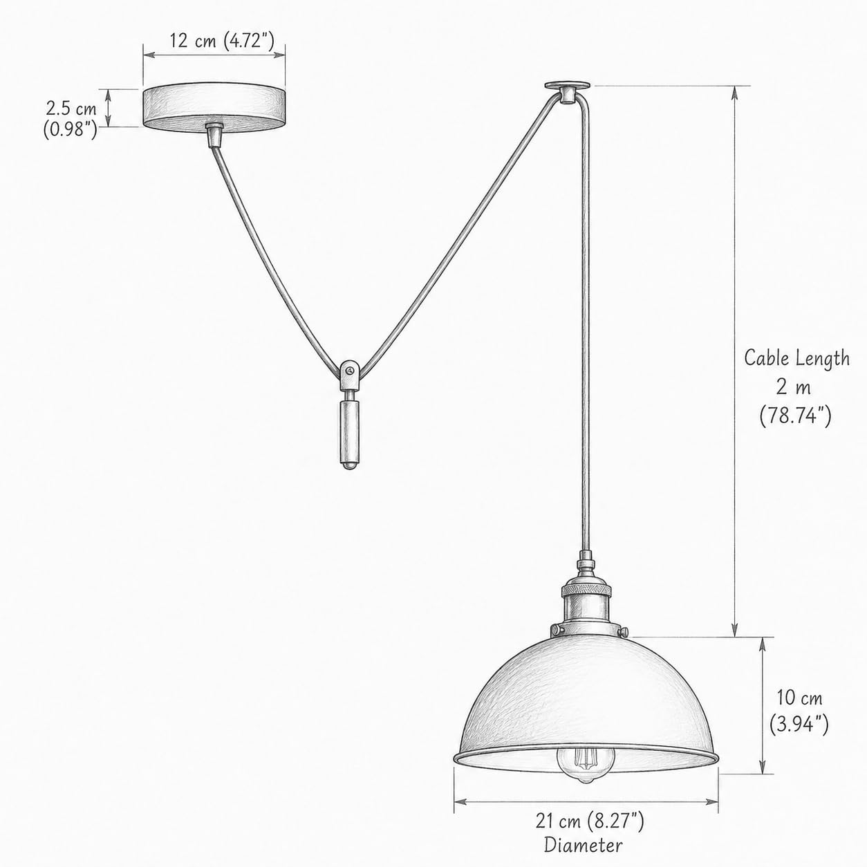 metallkuppel und pendelleuchte