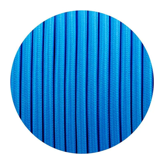 1m Stromkabel, Textilkabel Lampenkabel Stoffkabel 3x0.75mm², Rund, blau~2762