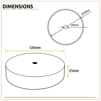 120 mm Deckenrosette(2-er) Platte Metall rund für Innenleuchte