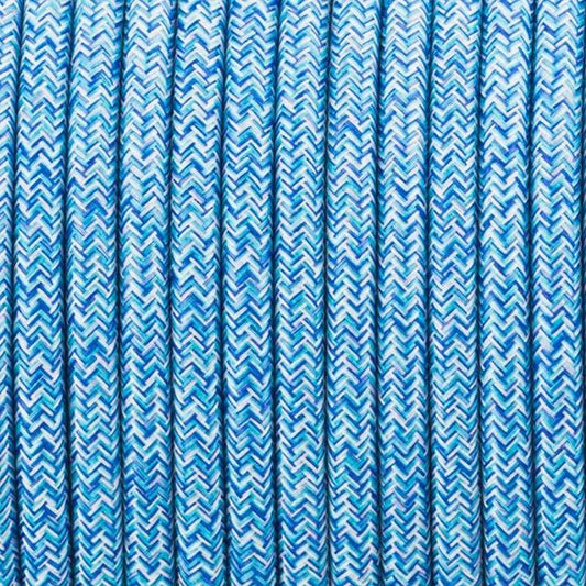 Blauer Multi Tweed 1m,5m,10m Stromkabel Textilkabel 3x0,75mm² rund ~2776