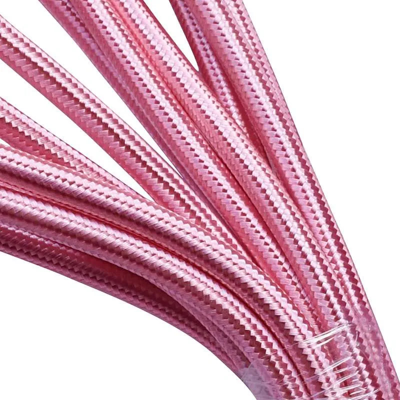 Stromkabel, Textilkabel Lampenkabel Stoffkabel 3x0.75mm², Rund, Glänzendes rosa~2774