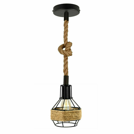 Industrielle Lampe, Vintage-Loft-Hängeleuchte, Retro-Seil-Pendelleuchte