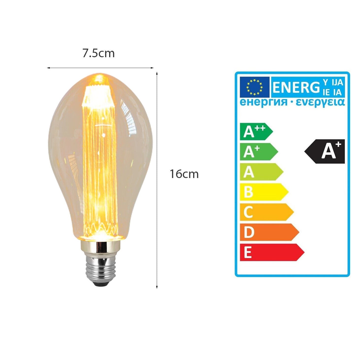 LED Deko Edison Glühbirne Vintage Bernsteinglas  E27~3152