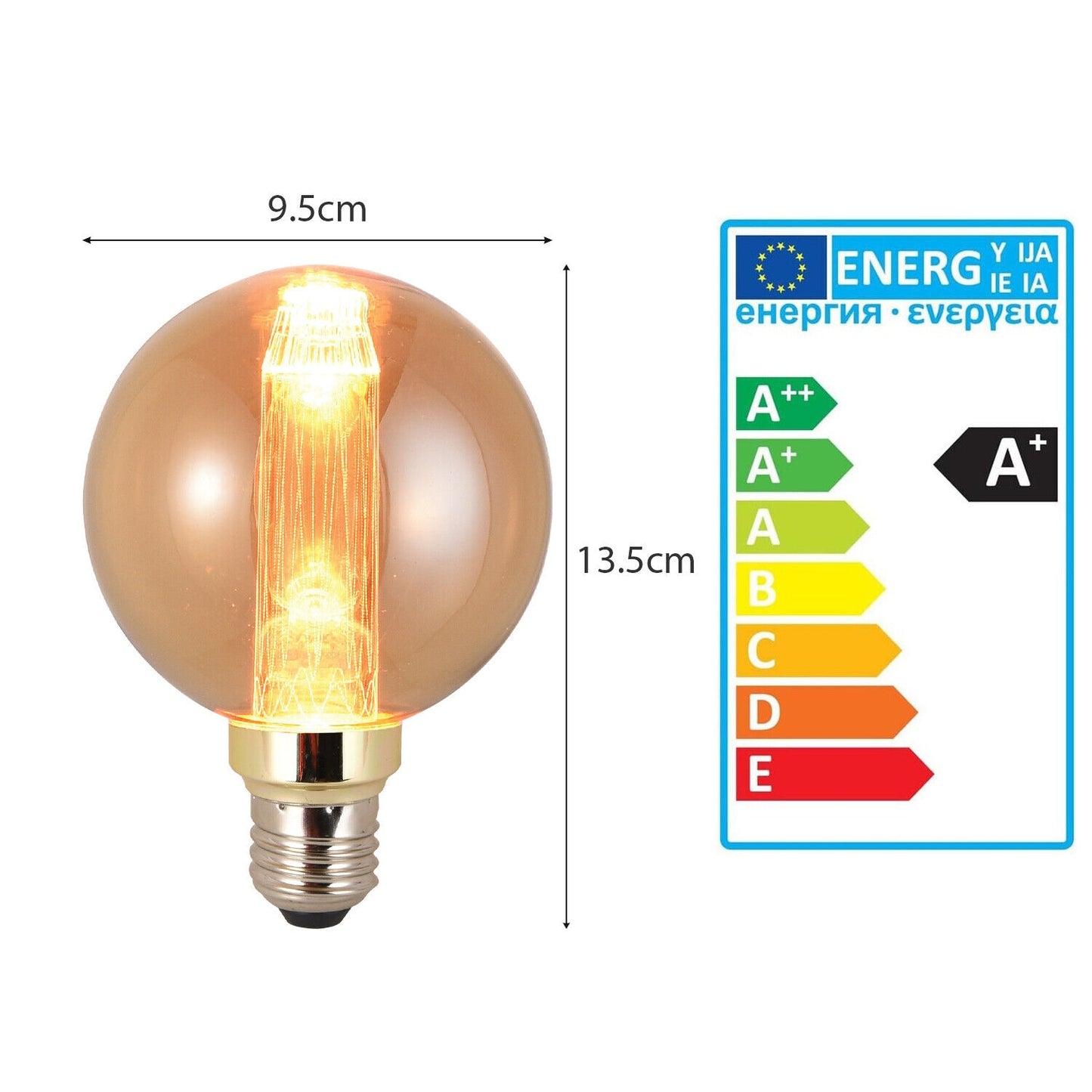 LED Deko Edison Glühbirne Vintage Bernsteinglas  E27~3152