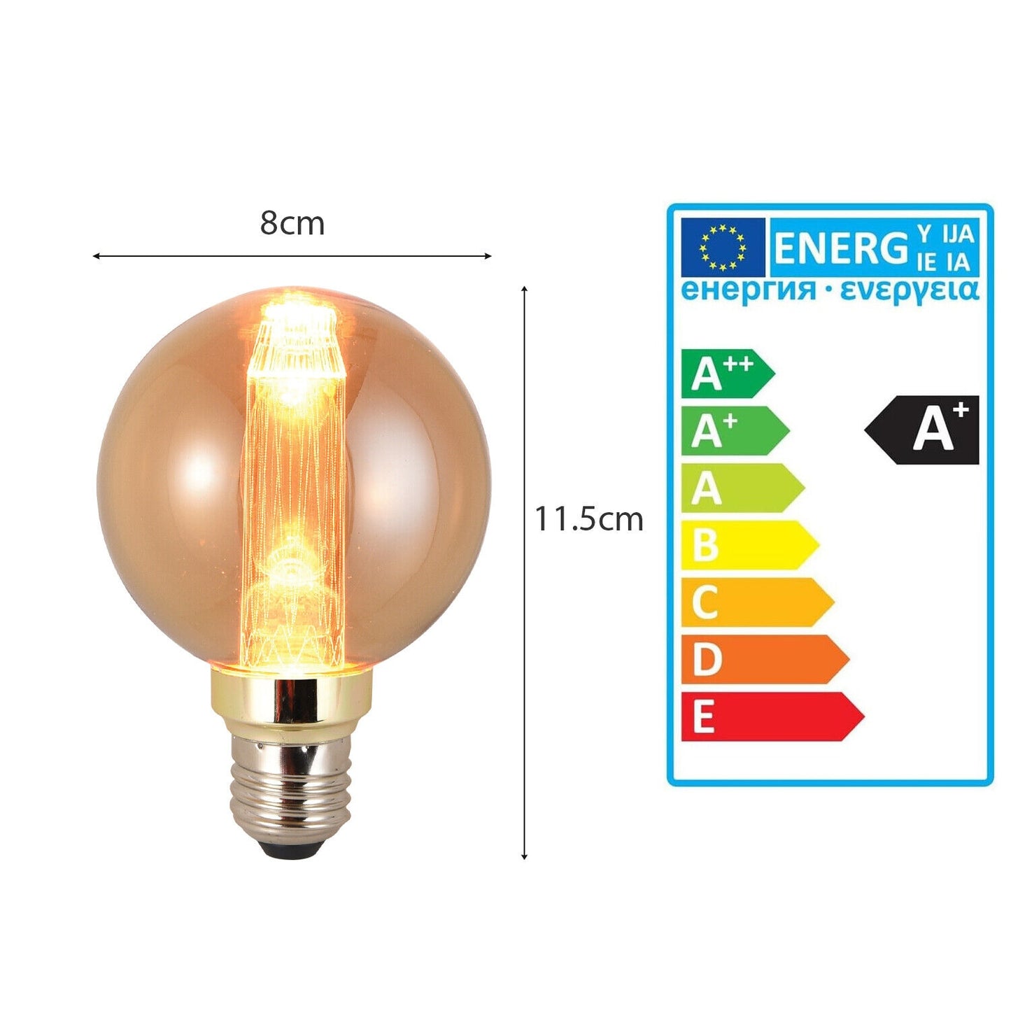 LED Deko Edison Glühbirne Vintage Bernsteinglas  E27~3152