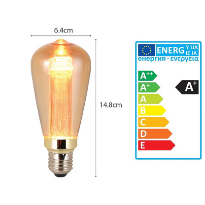 LED Deko Edison Glühbirne Vintage Bernsteinglas  E27~3152