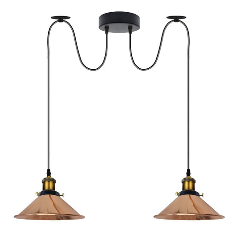 Rosaguld 2-flammet pendellampe Ø 22 cm lofts-edderkoplampe ~2235