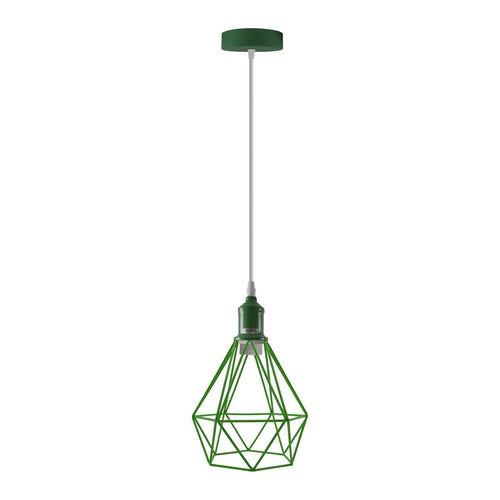 Geometrische Pendelleuchte - Industrial Diamant Drahtkäfig-Hängelampe E27~4107