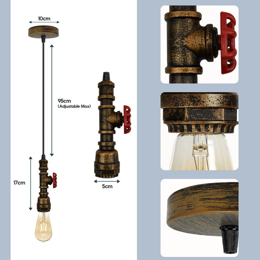 Vintage Industriel Rørtype Moderne Loftspendellampe Børstet Kobber Rørlamper ~ 2319