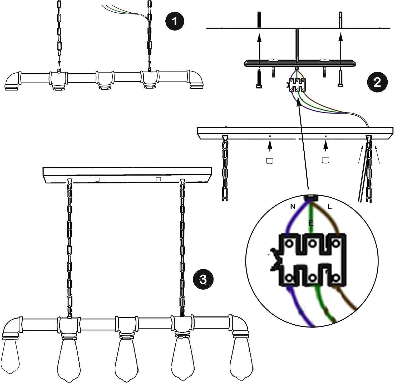 5 Flammig Rohr Hängelampe Industrial Pendelleuchte