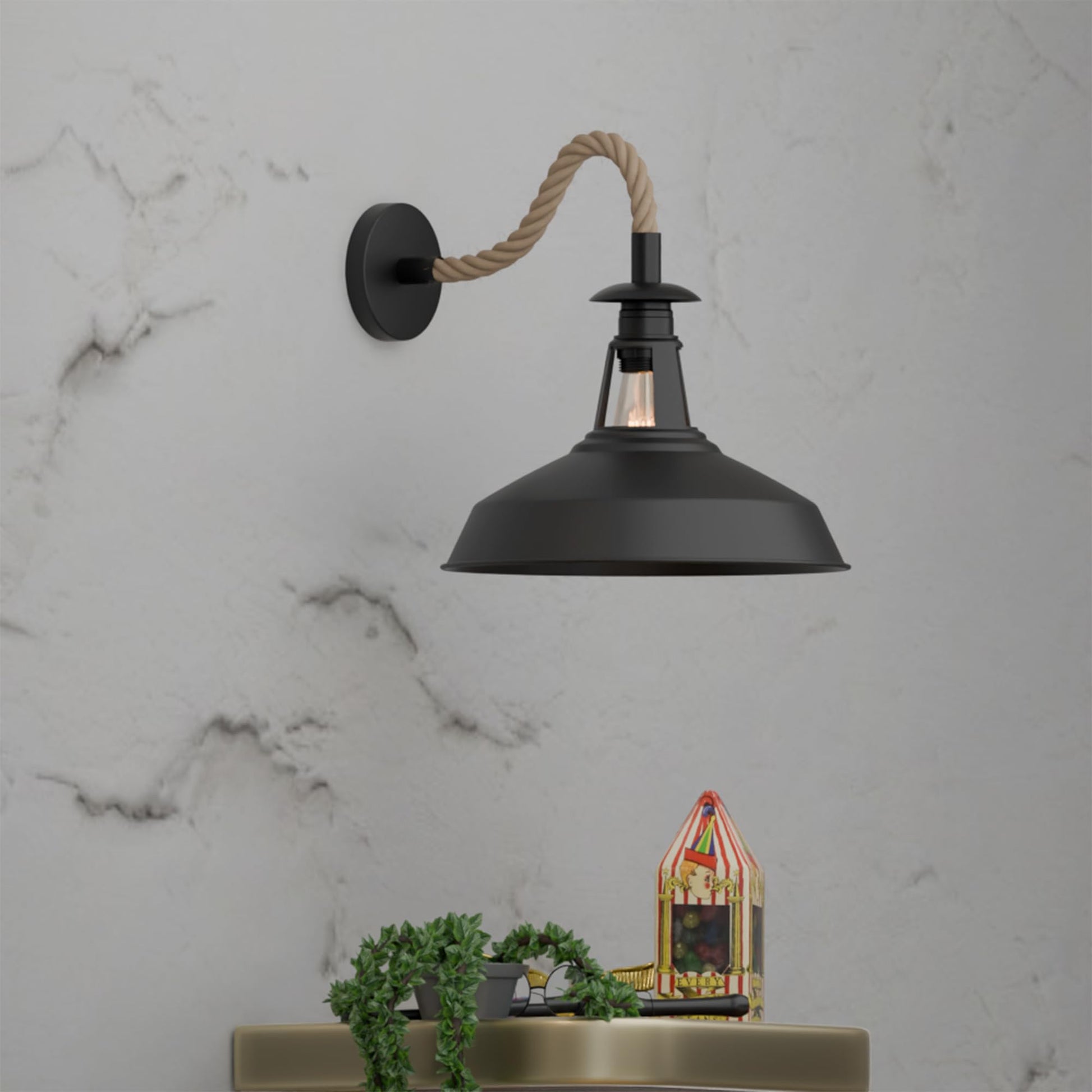 hanfseil wandleuchte mit