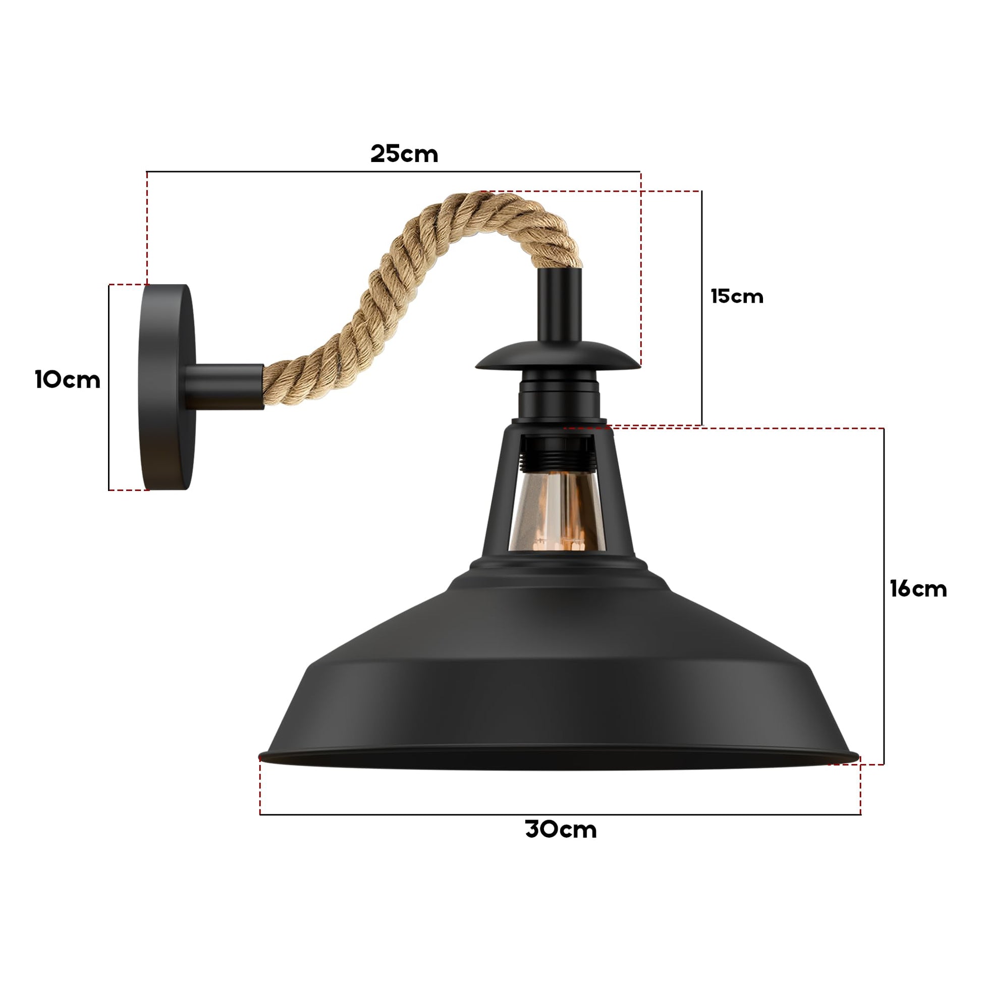 hanfseil wandleuchte mit