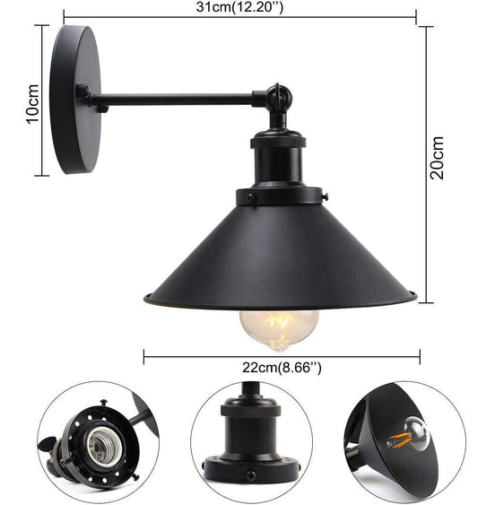 LEDSone Vintage-Wandleuchte, industrielle Beleuchtung, verstellbare Fassung, rustikale Wandleuchte, Metall, für den Innenbereich, Retro-Lichter