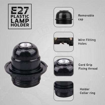 Retro Schraube E27 Lampenfassung in Schwarz für Edison-Glühbirnen~2728
