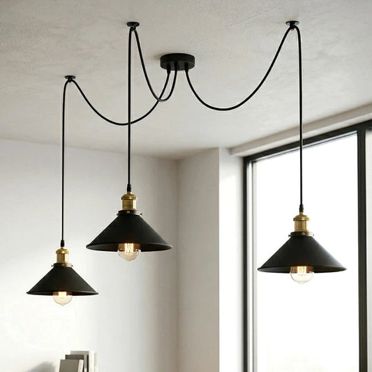 Schwarze Spinnenlampe Vintage – Industrie Pendelleuchte Auswählbar | Ø 22cm | E27 ~3308