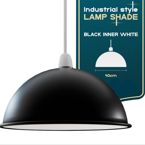 Moderner Industrie Lampenschirm 40 cm Schwarz-Weiß ~3272