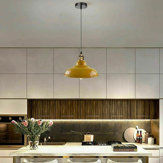 Moderne Pendelleuchte in Gelb mit E27 –195cm Kabel – Komplettset aus Metall~ 2823