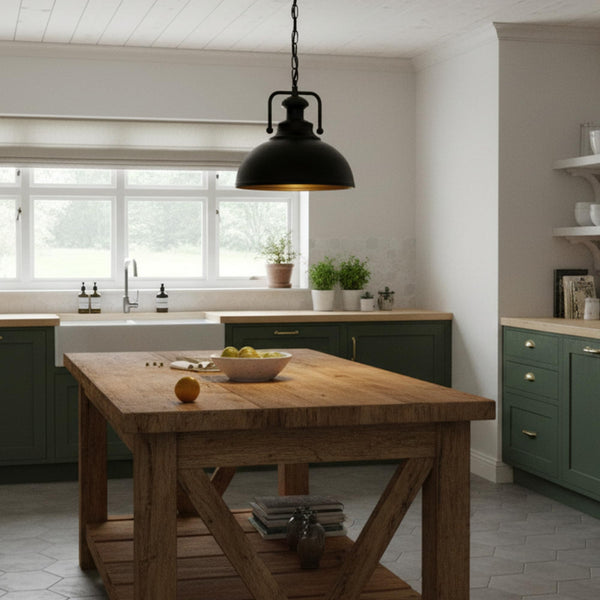 Industrielle Vintage-Pendelleuchte aus Metall~3614