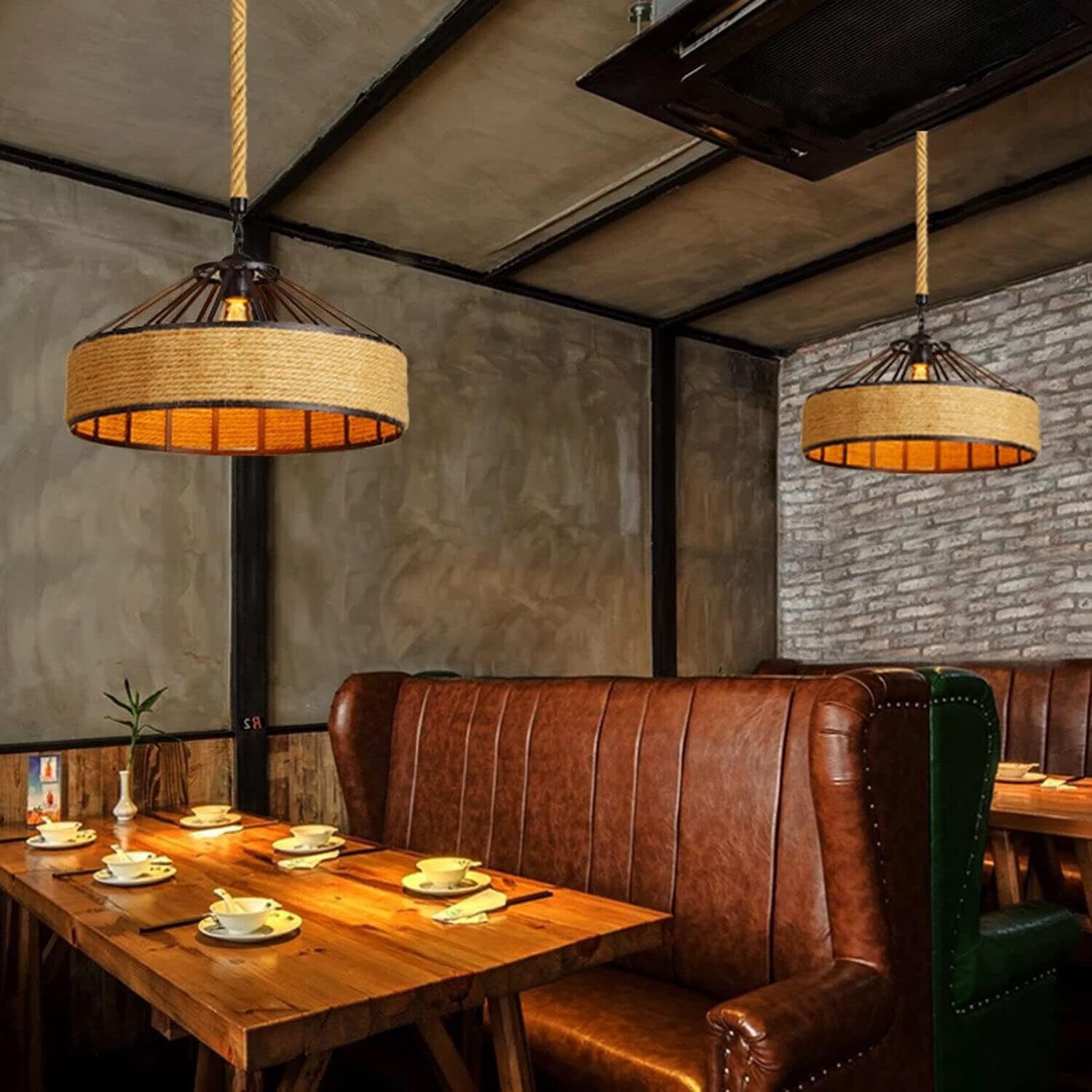 rope pendant and rustic light