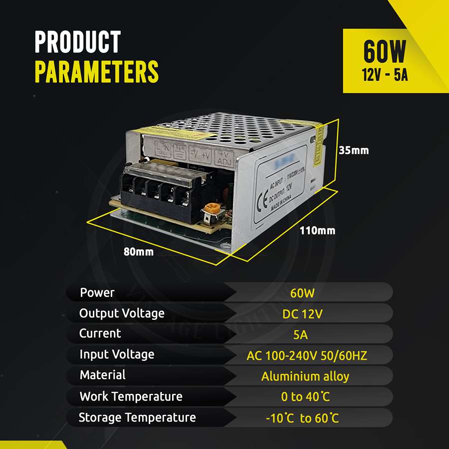 Universal Transformator DC12V – Zuverlässiger 60W IP20 LED-Transformator